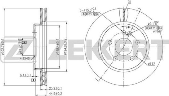 Zekkert BS-5601 - Тормозной диск avtokuzovplus.com.ua