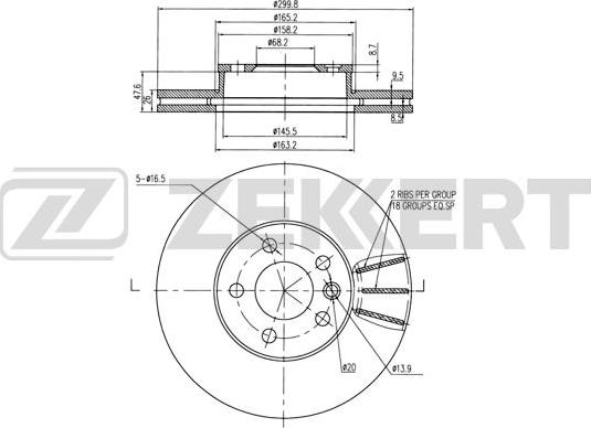 Zekkert BS-5612B - Тормозной диск avtokuzovplus.com.ua