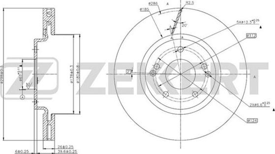 Zekkert BS-5647 - Гальмівний диск autocars.com.ua