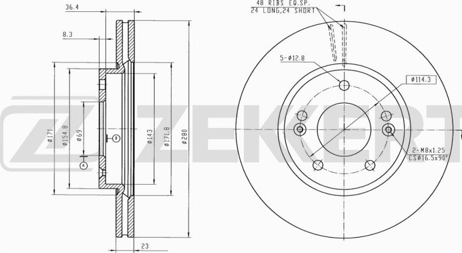 Zekkert BS-5657B - Тормозной диск autodnr.net