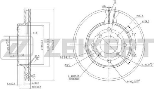 Zekkert BS-5661 - Тормозной диск avtokuzovplus.com.ua