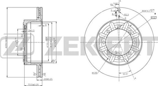 Zekkert BS-5666 - Тормозной диск avtokuzovplus.com.ua