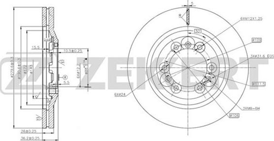 Zekkert BS-5671 - Гальмівний диск autocars.com.ua