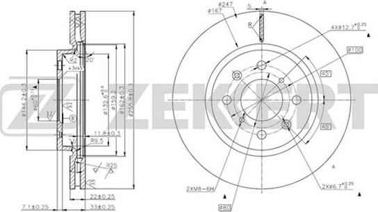 Zekkert BS-5678 - Тормозной диск avtokuzovplus.com.ua