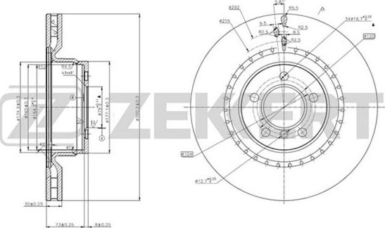 Zekkert BS-5689 - Тормозной диск avtokuzovplus.com.ua