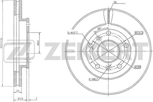 Zekkert BS-5698 - Тормозной диск avtokuzovplus.com.ua