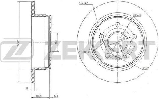 Zekkert BS-5700 - Тормозной диск avtokuzovplus.com.ua