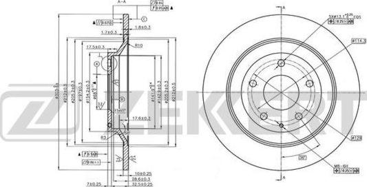 Zekkert BS-5708 - Тормозной диск avtokuzovplus.com.ua