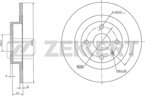 Zekkert BS-5717 - Диск торм. перед. Mazda 323 VI 98- autodnr.net