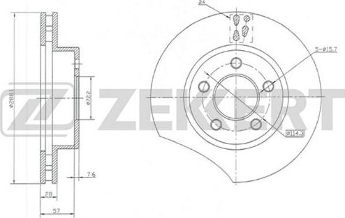 Zekkert BS-5727 - Тормозной диск avtokuzovplus.com.ua