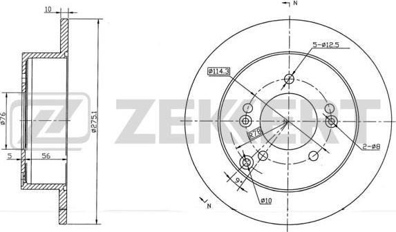 Zekkert BS-5729 - Тормозной диск autodnr.net