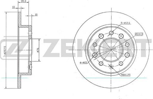 Zekkert BS-5733 - Тормозной диск avtokuzovplus.com.ua