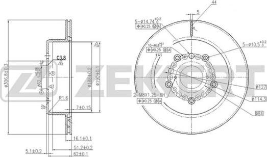 Zekkert BS-5738 - Тормозной диск avtokuzovplus.com.ua