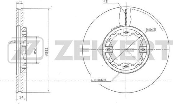 Zekkert BS-5739 - Тормозной диск avtokuzovplus.com.ua