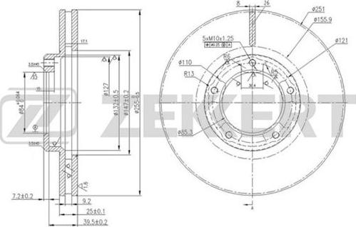 Zekkert BS-5742 - Тормозной диск avtokuzovplus.com.ua