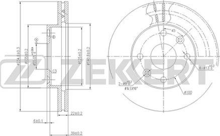 Zekkert BS-5748 - Тормозной диск avtokuzovplus.com.ua