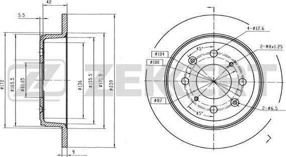 Zekkert BS-5754B - Тормозной диск avtokuzovplus.com.ua