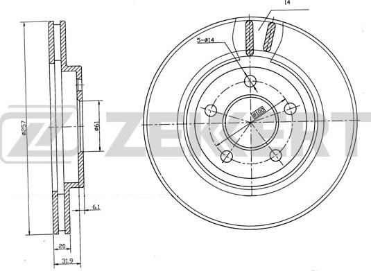 Zekkert BS-5758 - Тормозной диск avtokuzovplus.com.ua