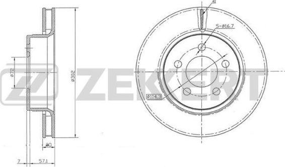 Zekkert BS-5760 - Тормозной диск avtokuzovplus.com.ua