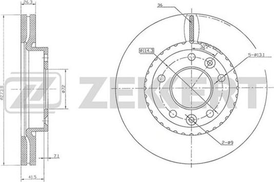 Zekkert BS-5761 - Тормозной диск avtokuzovplus.com.ua