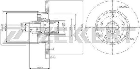 Zekkert BS-5767 - Гальмівний диск autocars.com.ua