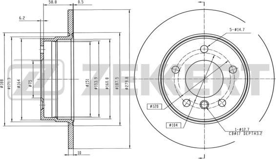 Zekkert BS-5775 - Тормозной диск avtokuzovplus.com.ua