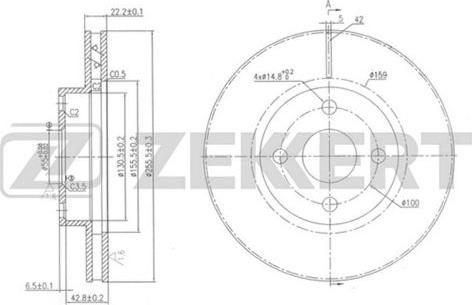 Zekkert BS-5777 - Тормозной диск avtokuzovplus.com.ua