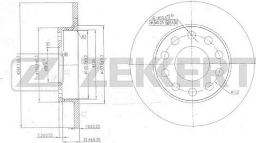 Zekkert BS-5780 - Тормозной диск avtokuzovplus.com.ua