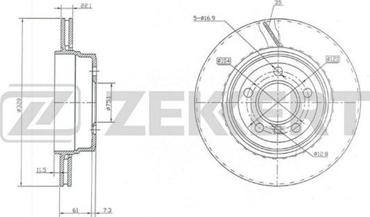 Zekkert BS-5783 - Тормозной диск avtokuzovplus.com.ua