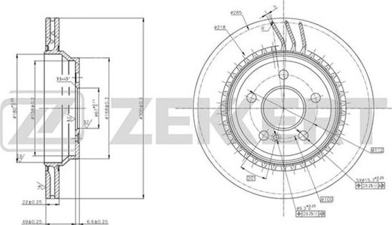 Zekkert BS-5786 - Тормозной диск avtokuzovplus.com.ua