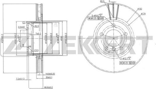 Zekkert BS-5787 - Тормозной диск avtokuzovplus.com.ua