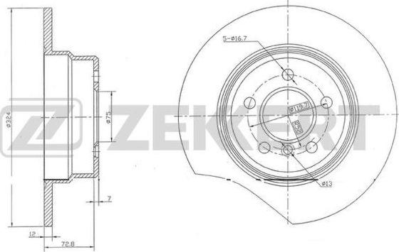 Zekkert BS-5807 - Гальмівний диск autocars.com.ua