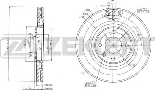 Zekkert BS-5812 - Тормозной диск avtokuzovplus.com.ua