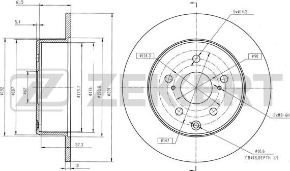 Zekkert BS-5827 - Тормозной диск avtokuzovplus.com.ua