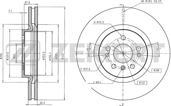 Zekkert BS-5838B - Тормозной диск avtokuzovplus.com.ua