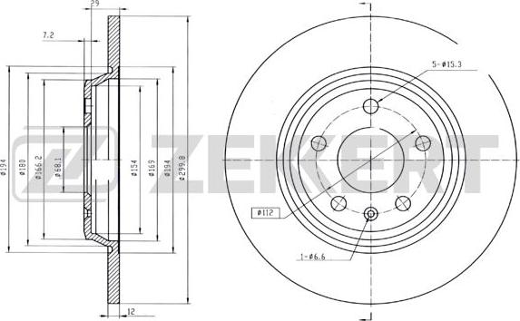 Zekkert BS-5842B - Тормозной диск avtokuzovplus.com.ua