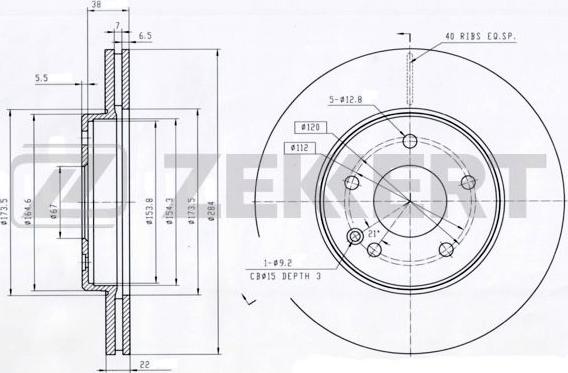 Zekkert BS-5848 - Тормозной диск avtokuzovplus.com.ua