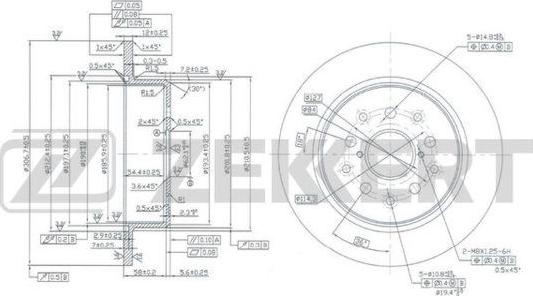 Zekkert BS-5857 - Тормозной диск avtokuzovplus.com.ua