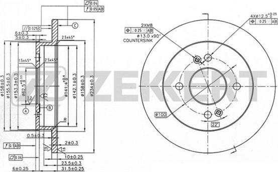 Zekkert BS-5860 - Гальмівний диск autocars.com.ua