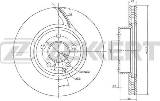 Zekkert BS-5863 - Гальмівний диск autocars.com.ua