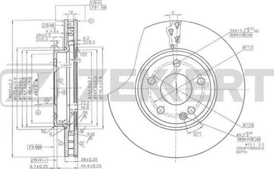 Zekkert BS-5886 - Тормозной диск avtokuzovplus.com.ua