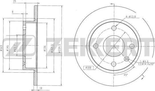 Zekkert BS-5924 - Тормозной диск avtokuzovplus.com.ua