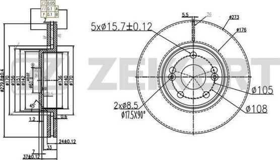 Zekkert BS-5931 - Тормозной диск avtokuzovplus.com.ua