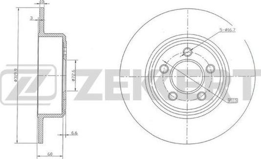 Zekkert BS-5933 - Тормозной диск avtokuzovplus.com.ua