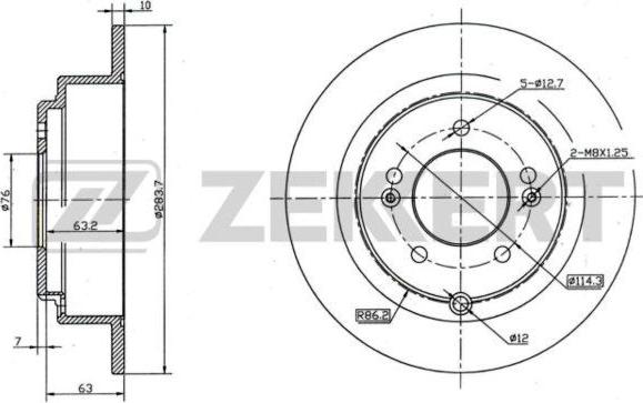 Zekkert BS-5947 - Тормозной диск avtokuzovplus.com.ua