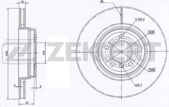 Zekkert BS-5954 - Тормозной диск avtokuzovplus.com.ua