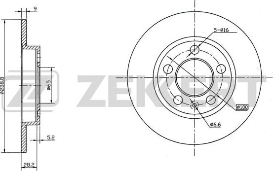 Zekkert BS-5965 - Тормозной диск avtokuzovplus.com.ua