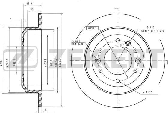 Zekkert BS-5969 - Тормозной диск avtokuzovplus.com.ua