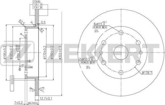 Zekkert BS-5978 - Тормозной диск avtokuzovplus.com.ua