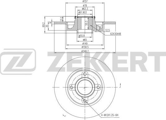 Zekkert BS-5989BZ - Гальмівний диск autocars.com.ua